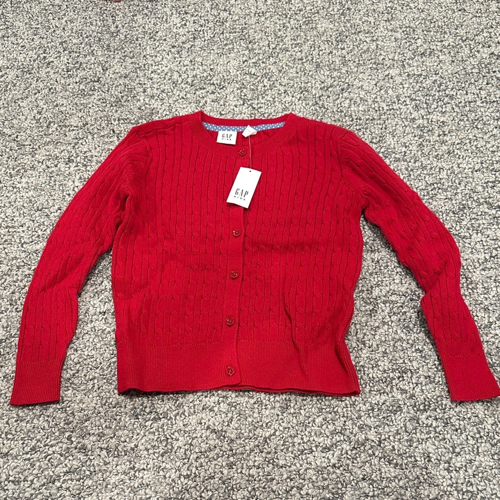GAP Kids Girls Vibrant Red Button-Up Cardigan